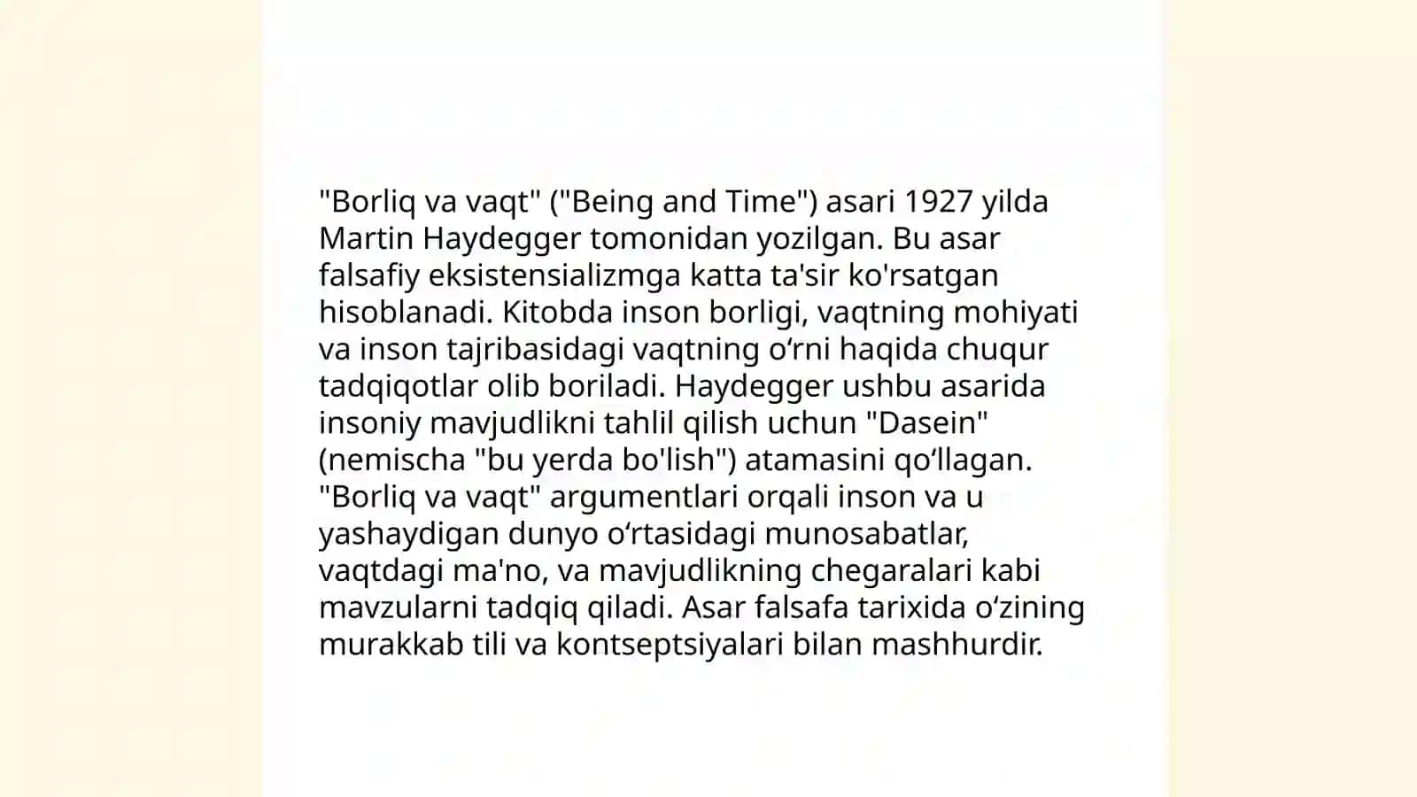 Noklassik ontologiyaning yo‘nalishlari va mohiyati (M.Xaydeggerning Borliq va vaqt asari asosida) 4