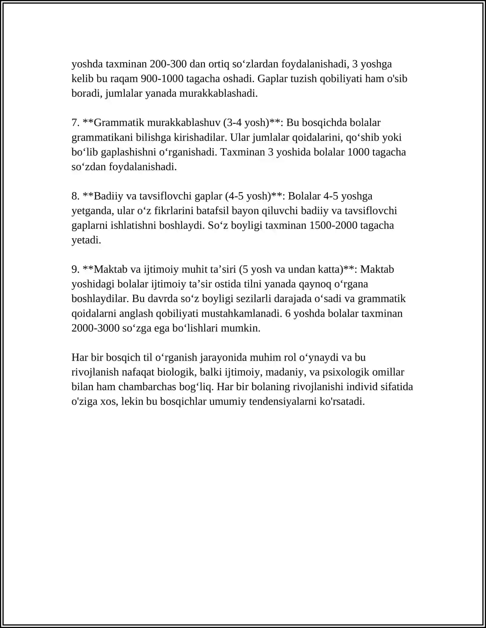 PSIXOLINGVISTIKA. BOLALAR TILINING ILK RIVOJLANISH DAVRI 4