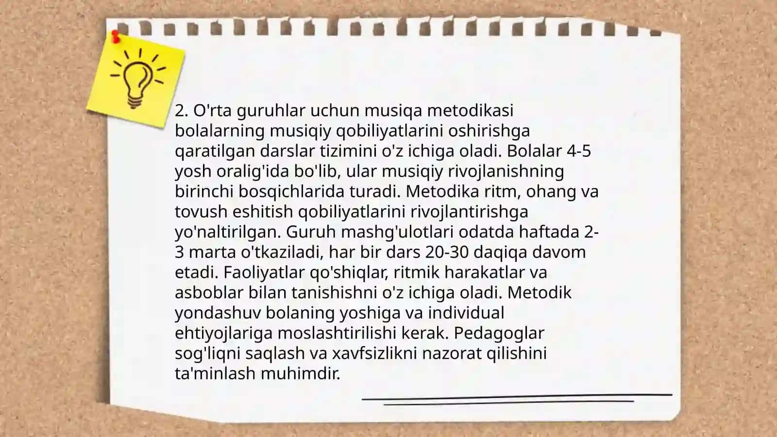 O‘rta guruhlarda musiqa mashg‘ulotlarini tashkil etish va o‘tkazish 4
