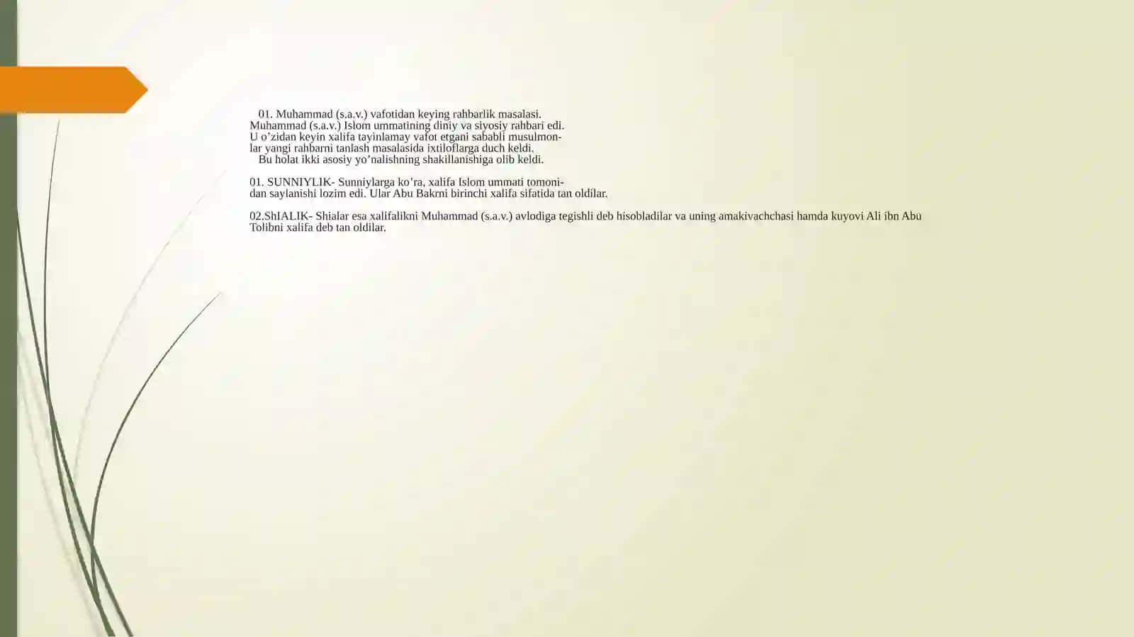 Islom oqimlari va yunalishlarining paydo bo’lish sabablari, e’tiqodidagi bo’linishlarning sabablari va oqibatlari 4