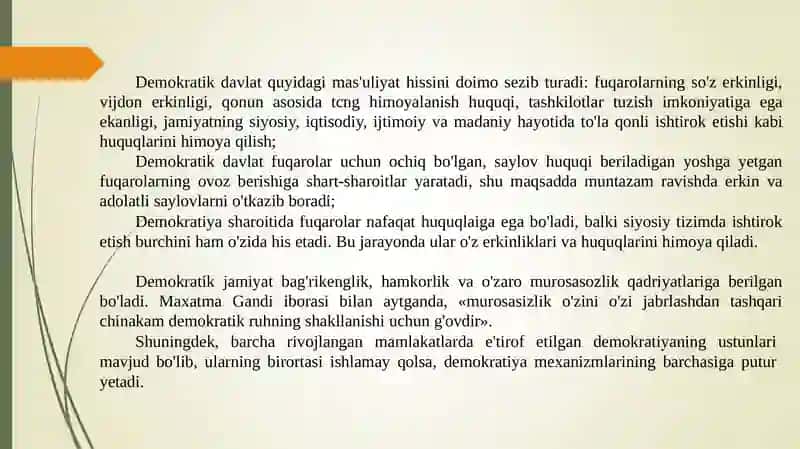O‘zbekistonda siyosiy islohotlar. Milliy davlat boshqaruv tizimining yaratilishi. 4
