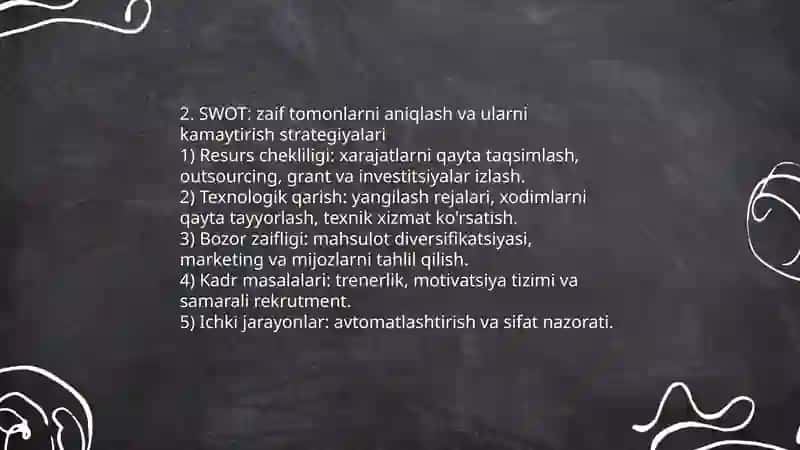 SWOT tahlili: kuchli tomonlarni aniqlash metodlari 4