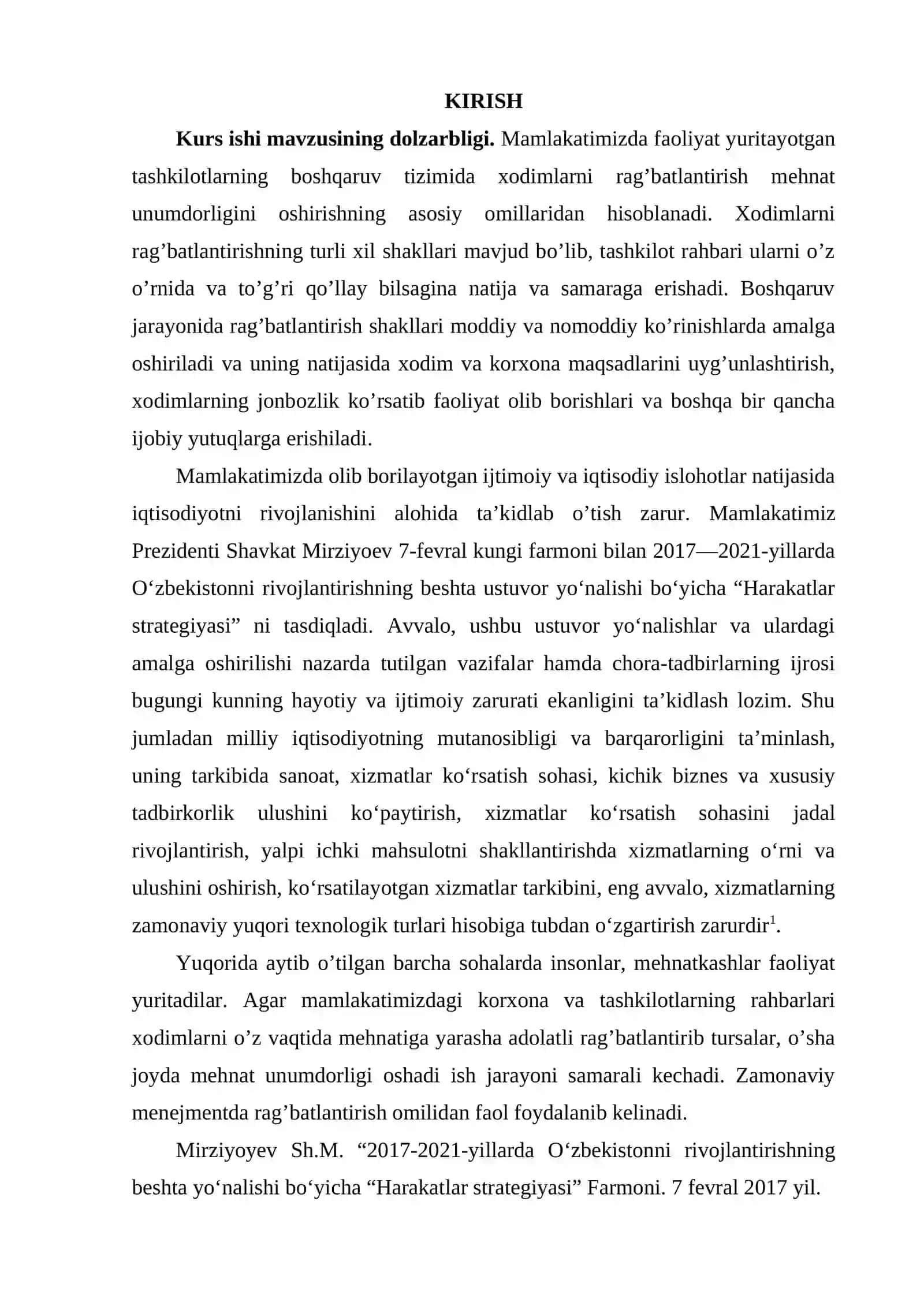Kadrlar menejmenti yonalishi 2-kurs talabasi Qahhorov Shohruxning 4