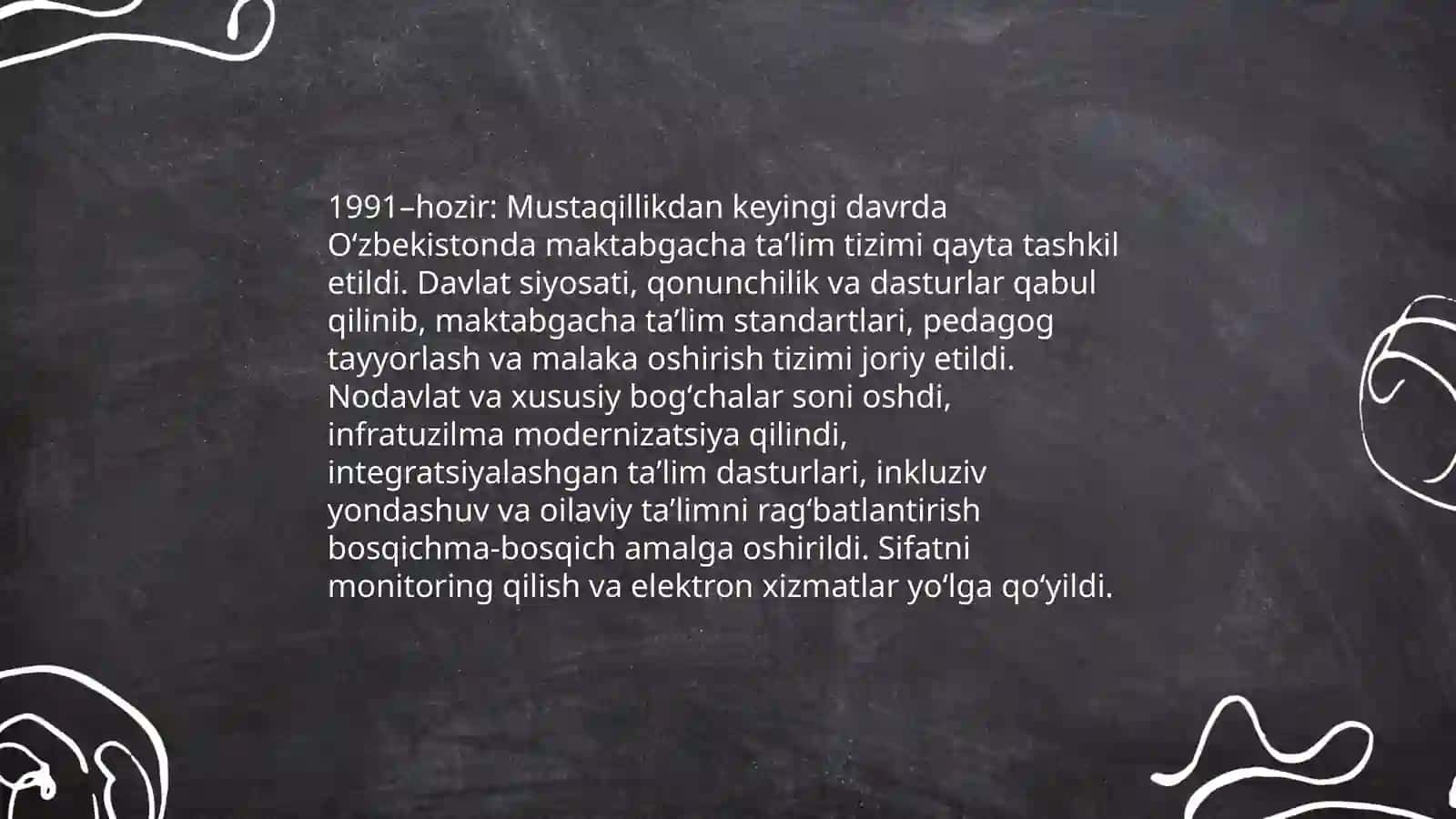 Oʻzbekistonda ommaviy maktabgacha taʼlim tashkilotlarining rivojlanishi va unda bolalarning ijtimoiylashuvi tarixi 4