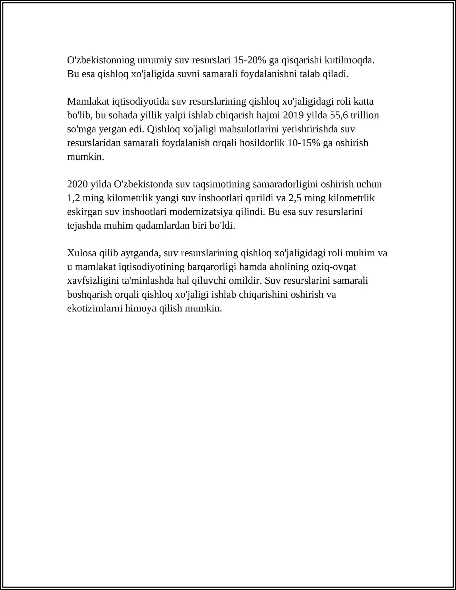 QISHLOQ XUJALIGIDA SUV RESURSLARINI AHAMIYATI 4