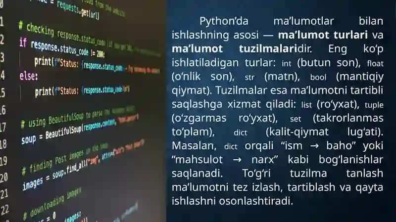 Ma’lumotlar va bilimlar bilan Pythonda ishlash 4