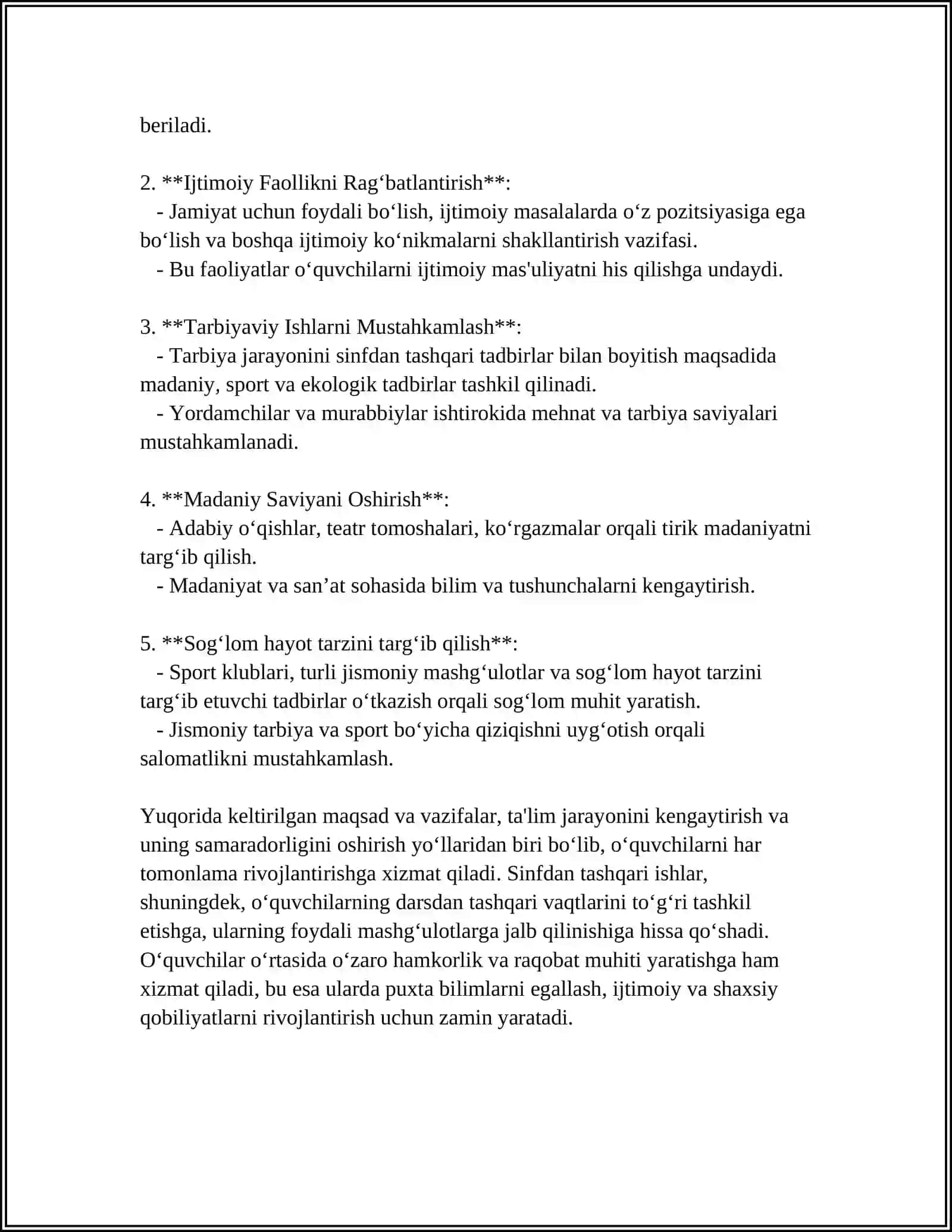 MAKTAB TAJRIBA UCHASTKALARIDA SINFDAN TASHQARI ISHLARNI REJALASHTIRISH YO'LLARI 4