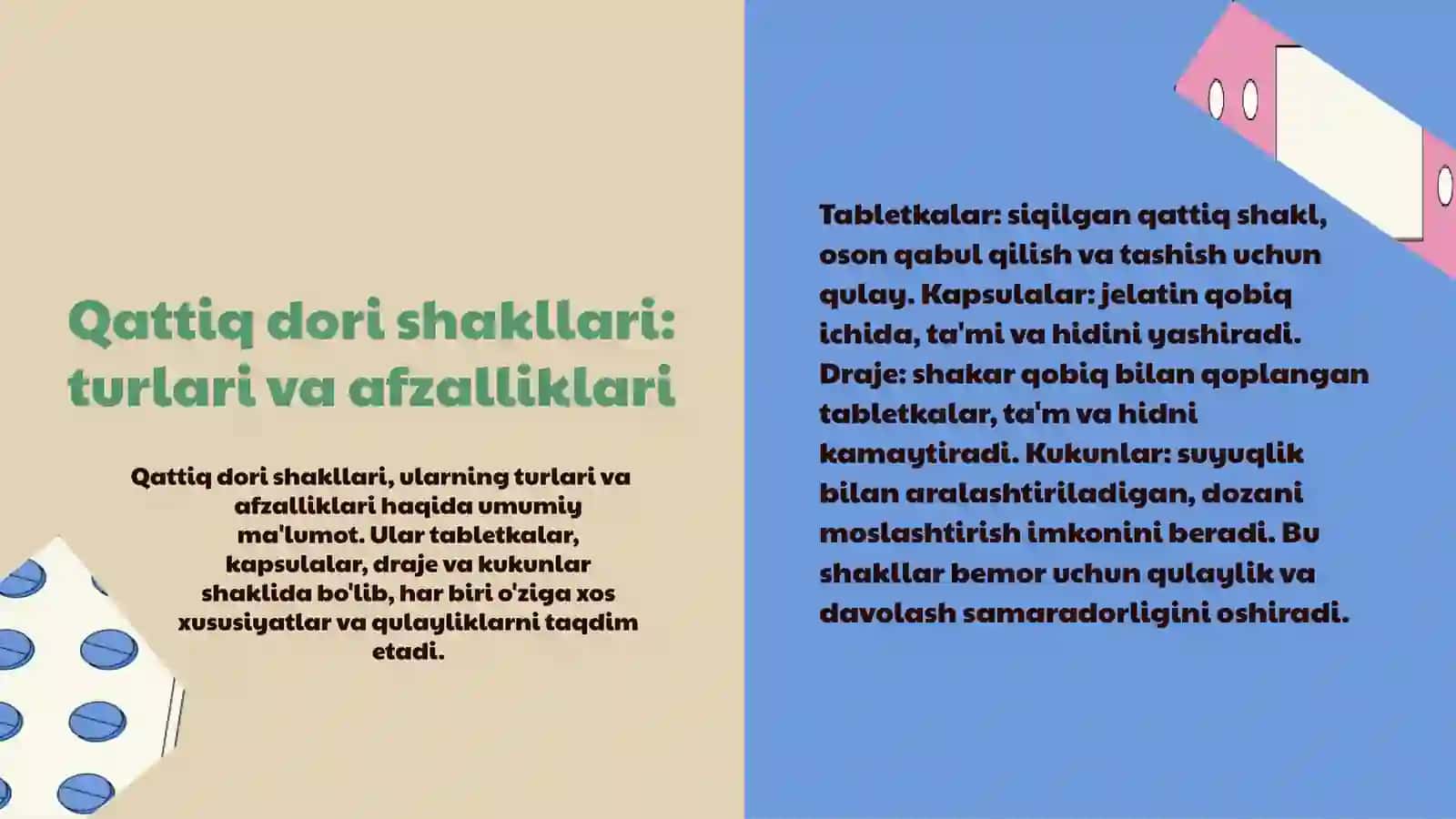 Dori shakllarining turlari va ularning afzalliklari 4