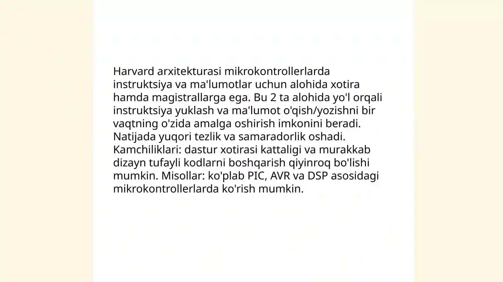 Mikrokontrollerlar arxitekturasi turlari 4