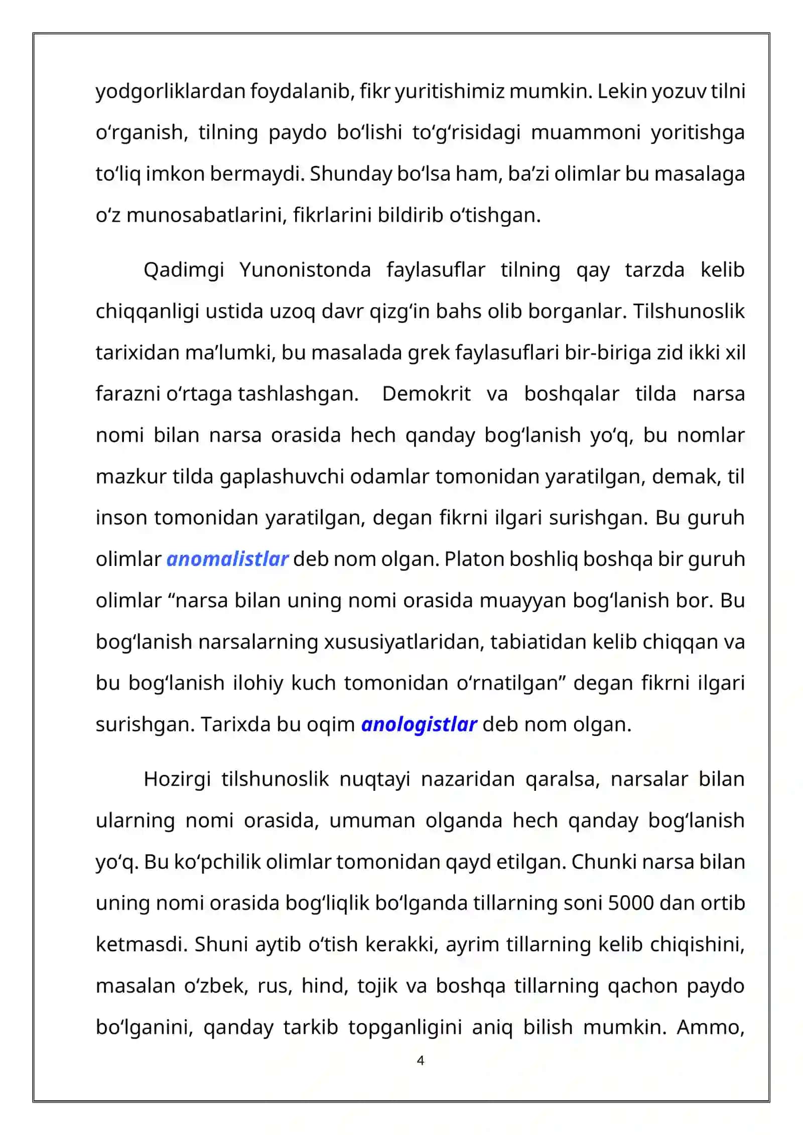 “TAQLID SO‘ZLAR VA ULARNING LINGVOMADANIY XUSUSIYATLARI” MAVZUSIDAGI KURS ISHI 4