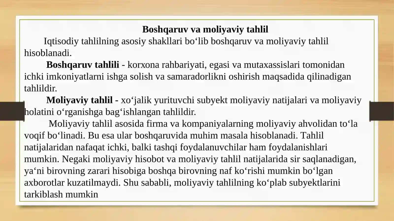 Iqtisodiy tahlilning turlari va shakllari 4