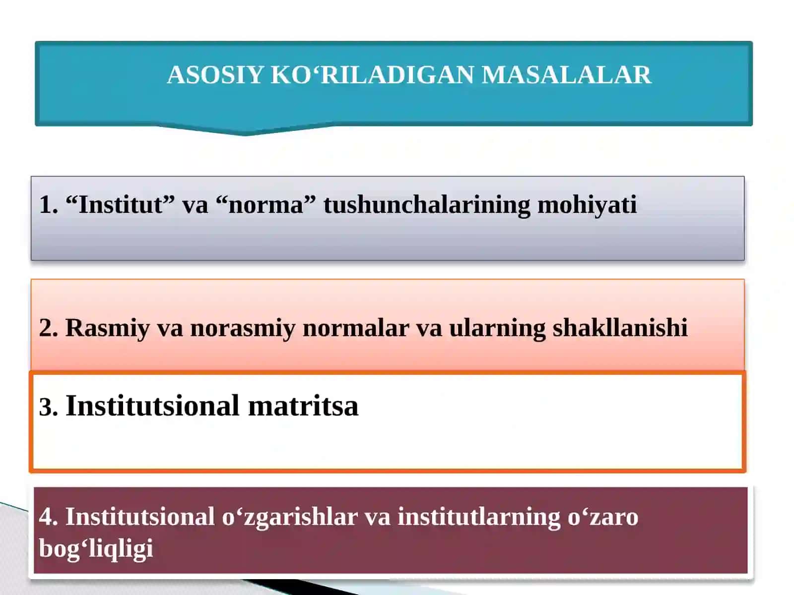 ASOSIY KO‘RILADIGAN MASALALAR 4