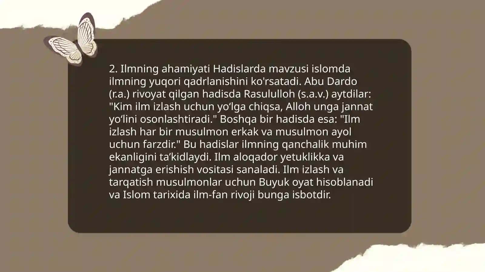 Hadislardan ilm o'rganish masalalari 4