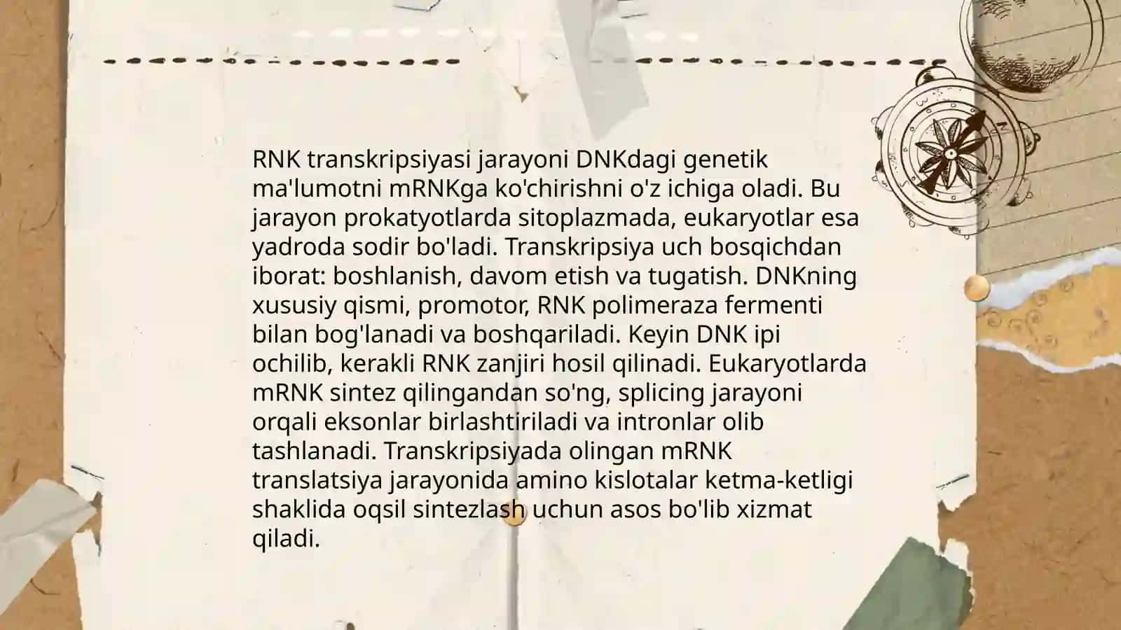 DNK, RNK va oqsil molekulalarining biosentezi 4