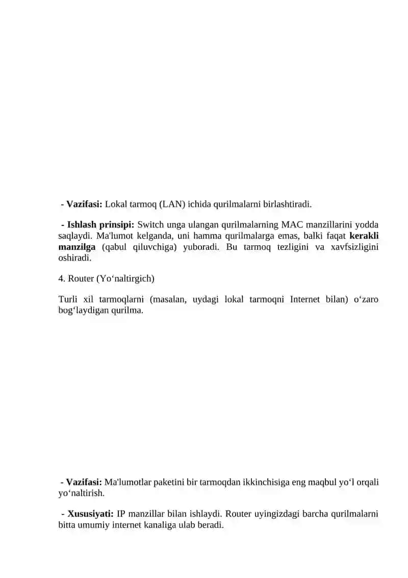 Tarmoq qurilmalari va ularning vazifalari 4