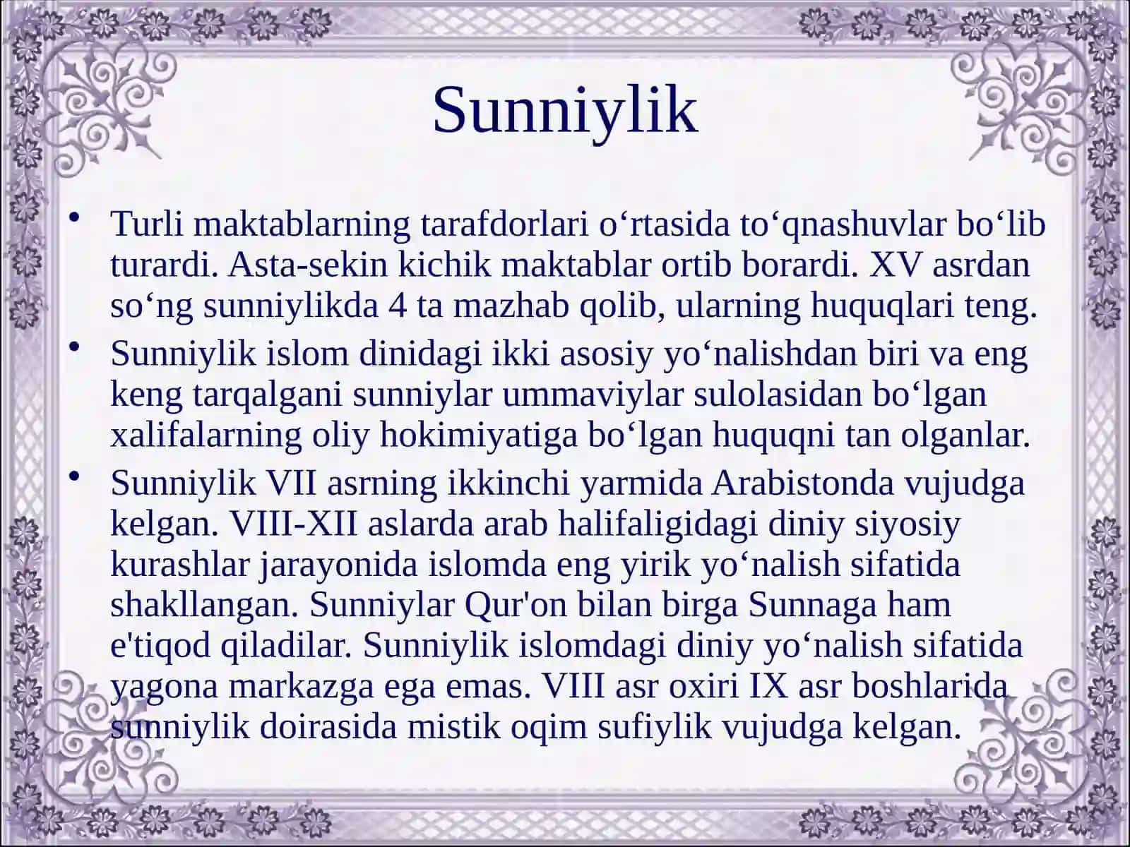 Islomdagi asosiyyo‘nalish va mazhablar 4