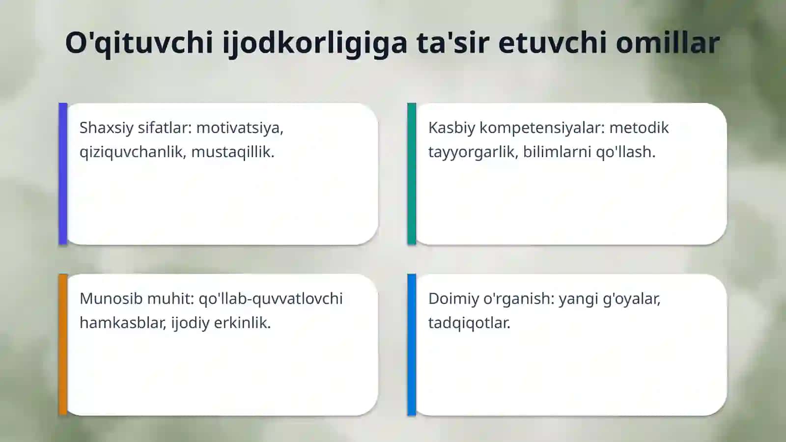 O'qituvchining ijodiy ( kreativ )qobiliyatini rivojlantirish 4