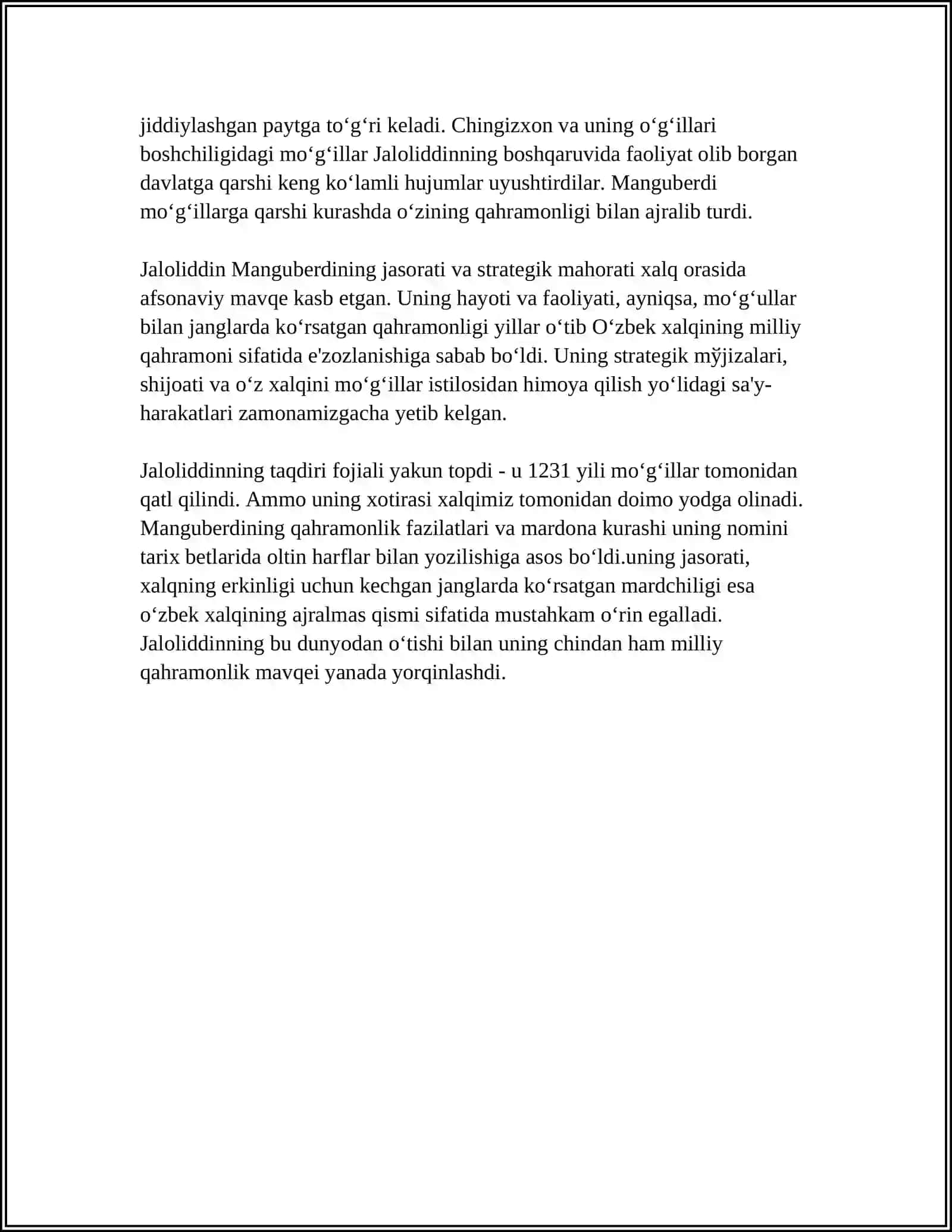 JALOLIDDIN MANGUBERDI BERDI XALQIMIZNING MILLIY QAHRAMONI 4