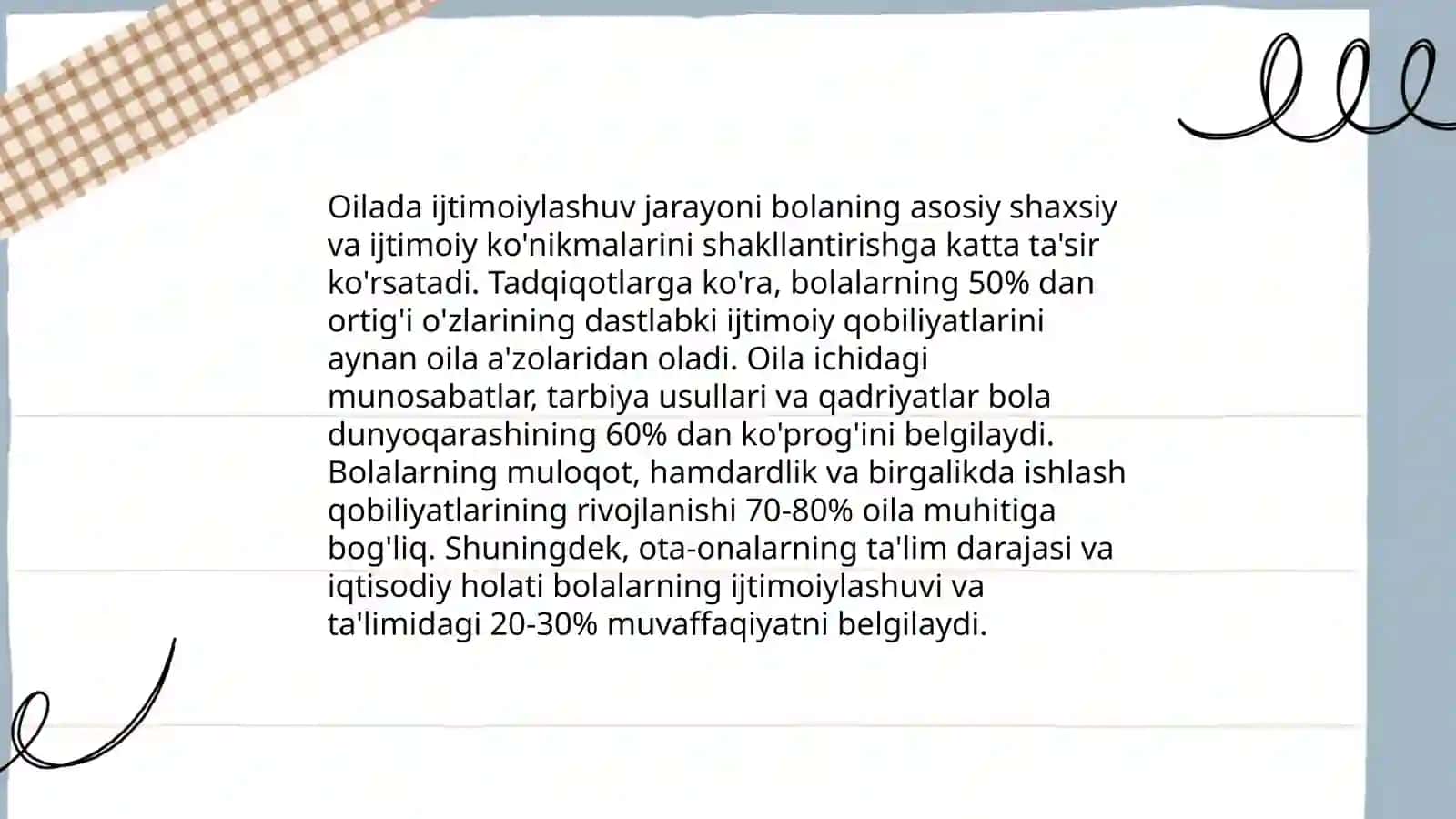 Ijtimoiylashtiruvchi maskanlar va oilaning ijtimoiylashuvdagi oʻrni 4