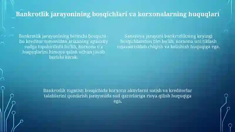 Korxonalar faoliyatida bankrotlik amaliyoti va uning tashkiliy xususiyatlari 4
