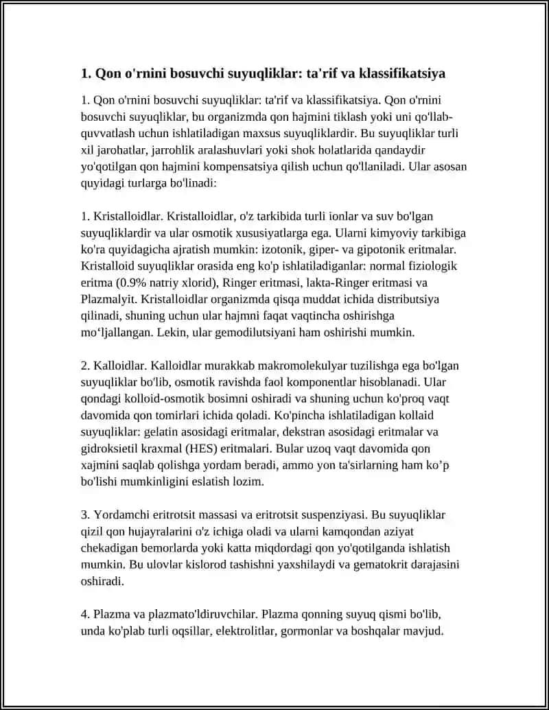 Qon o'rnini bosuvchi suyuqliklar: ta'rif va klassifikatsiya 4
