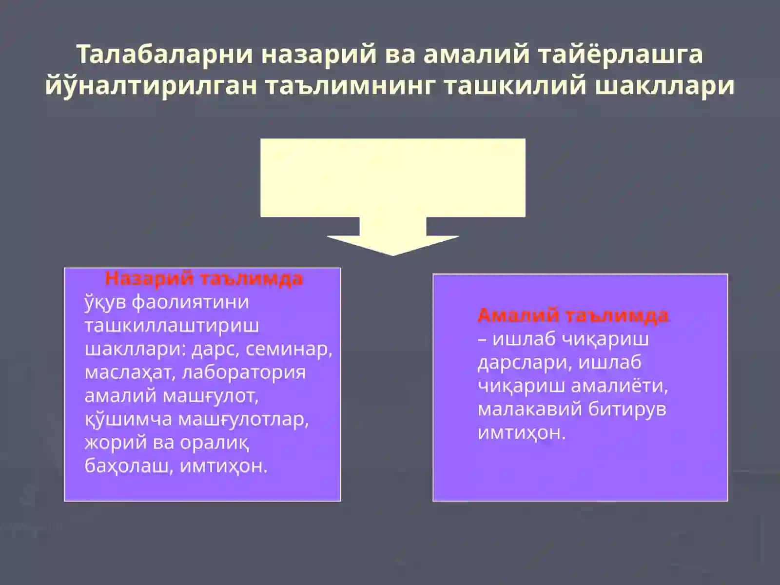 Таълимни ташкиллаштириш шакллари: моҳияти ва мазмуни 4