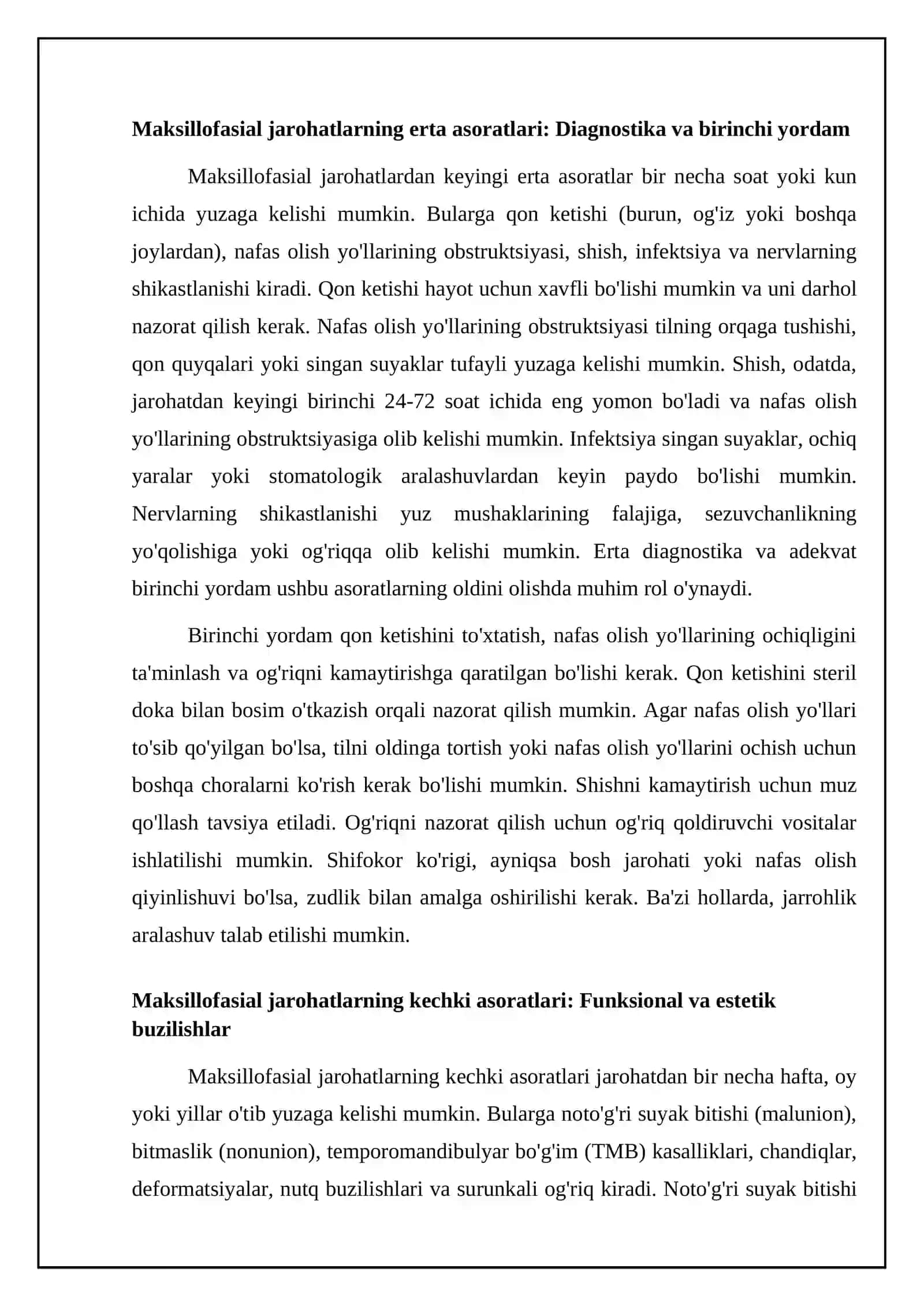 Yuz jagʻ sohasi jarohatlari erta va kechki asoratlari 4