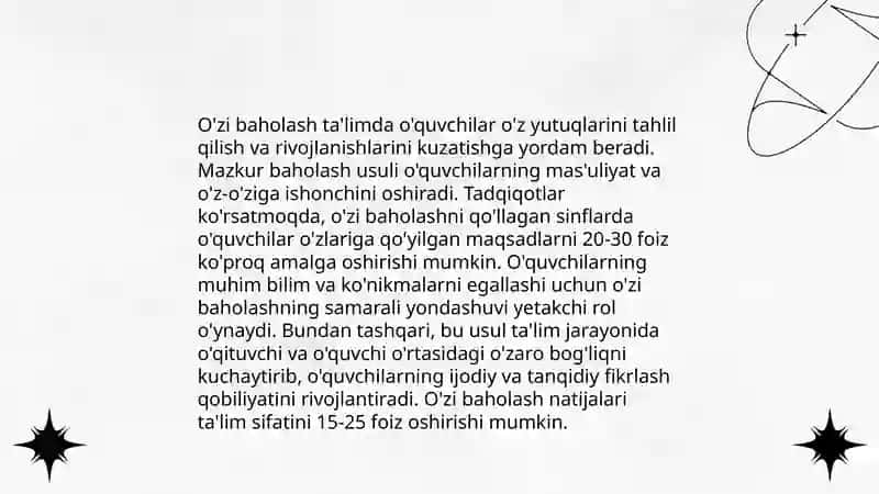 O'quvchilarning o'zini baholash va psixologik yondashuv 4