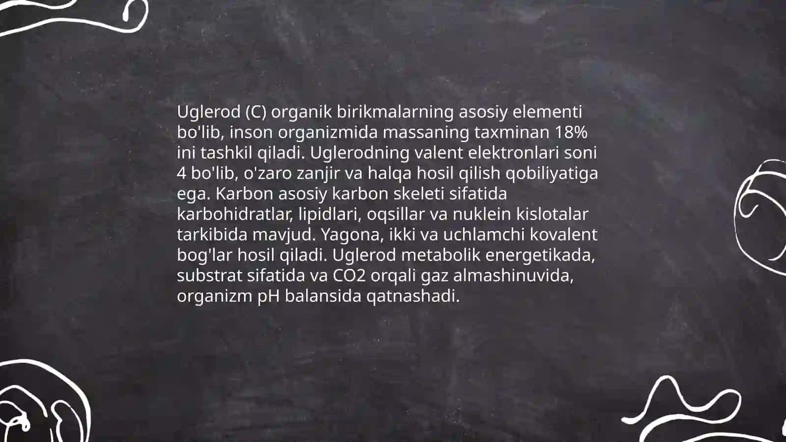 Biogen elementlarning odam organizmidagi oʻrni 4