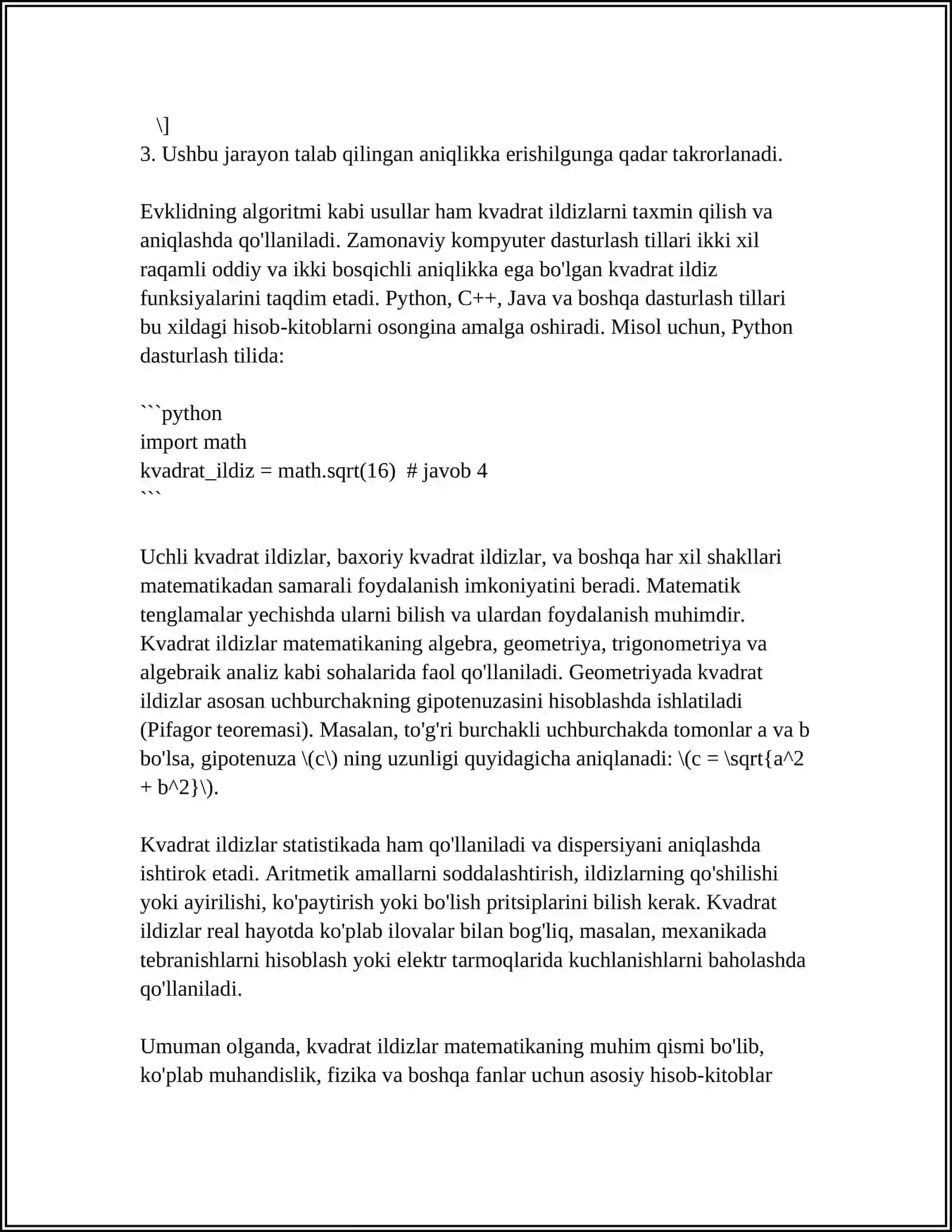 Kvadrat Ildizlar Usuliga Doir Masalalar Yechish 4