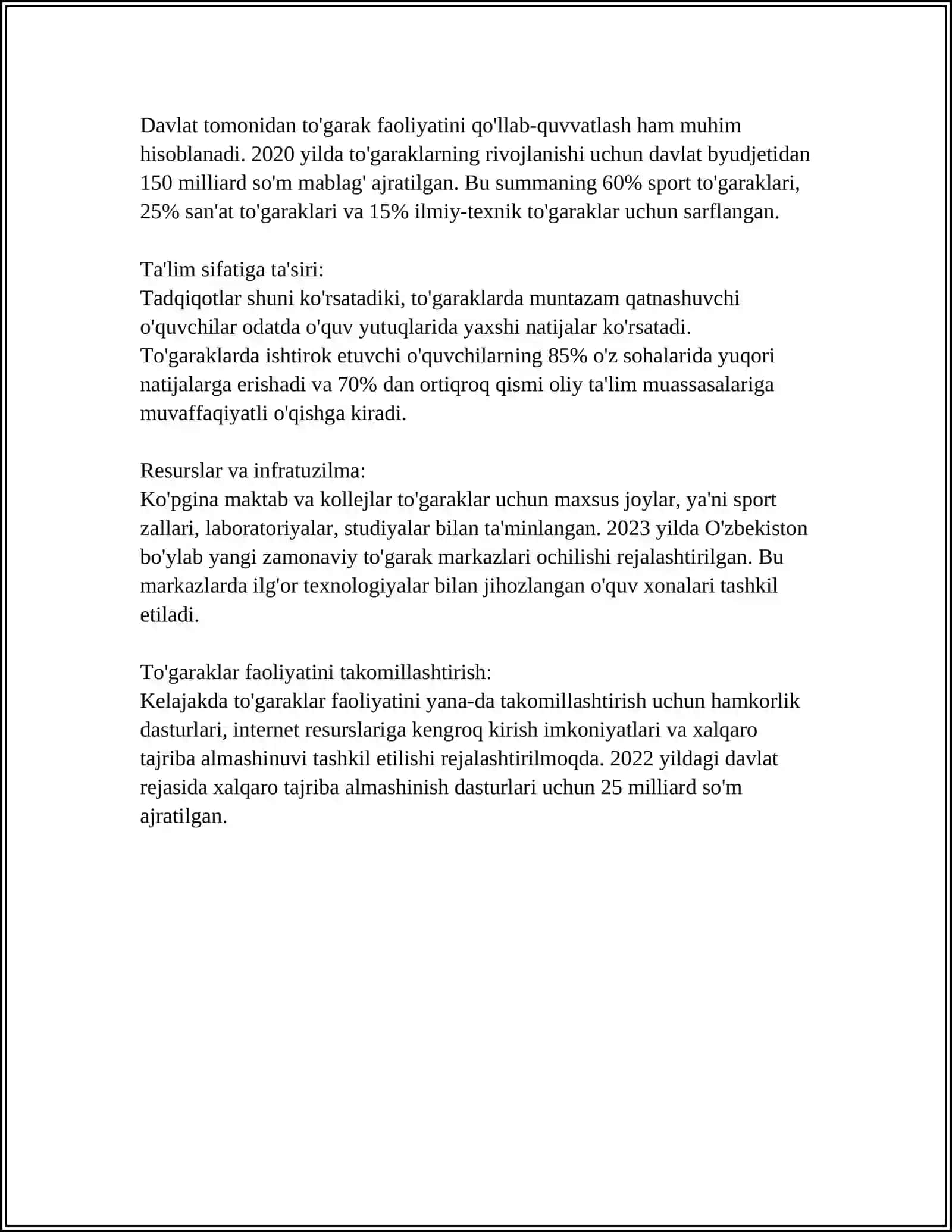 To'garaklar faoliyati 4