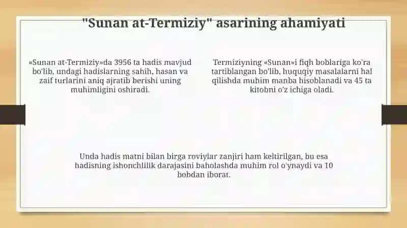 Iso at-Termiziyning islom sivilizatsiyasiga qoʻshgan hissasi 4