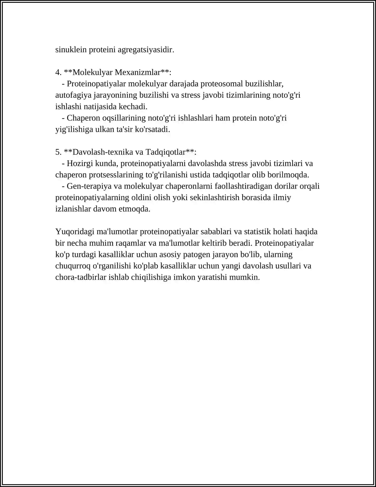 MUSTAQIL ISH Mavzu: PROTEINOPATIYA 4