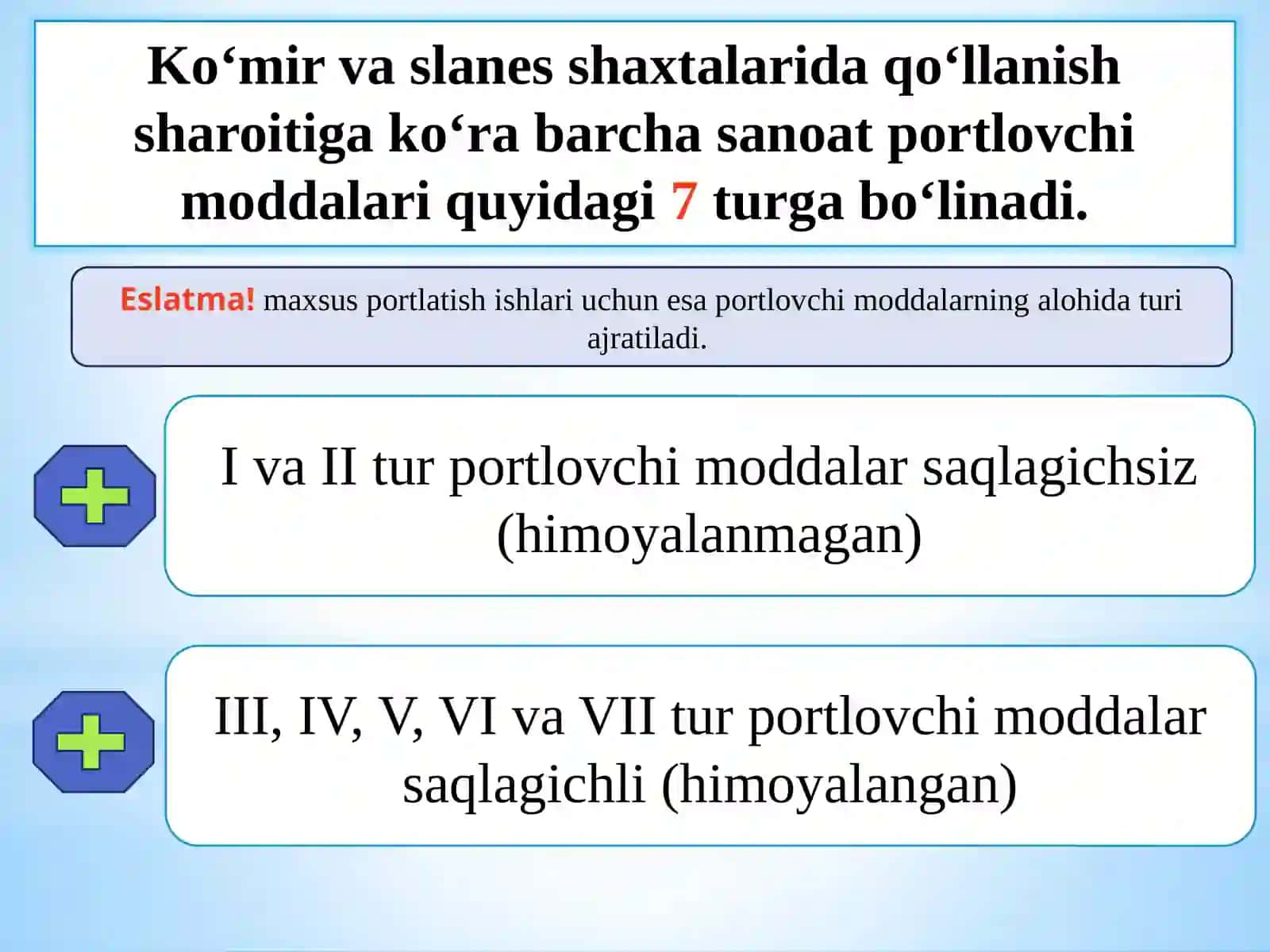 "Portlovchi moddalarni qo‘llanish sharoitiga ko‘ra turkumlarga ajratish" 4