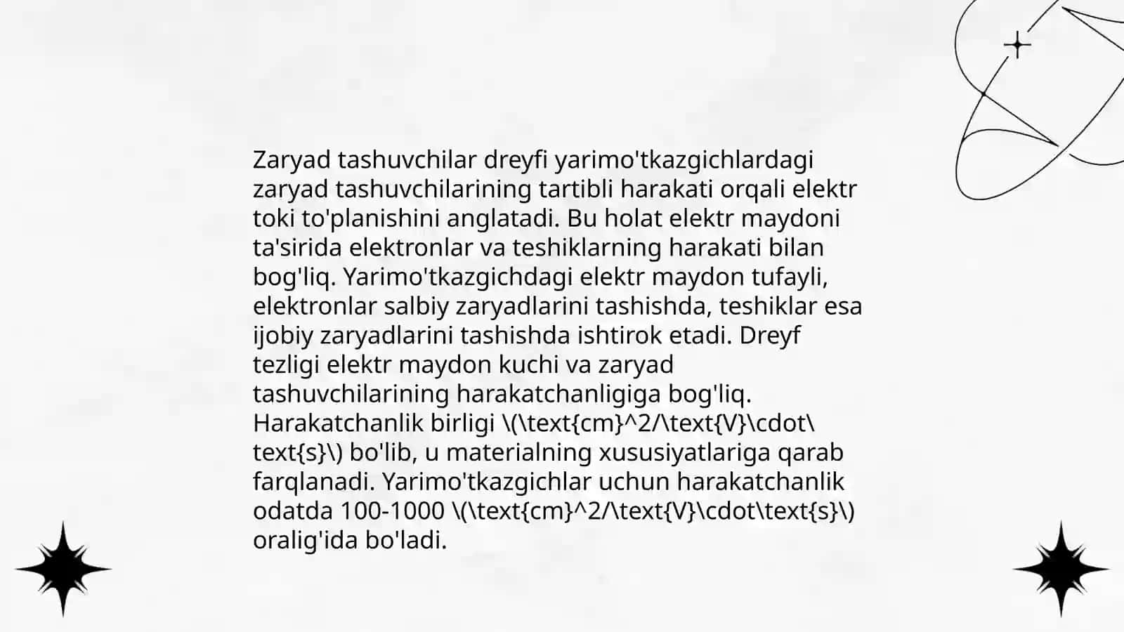 Zaryad tashuvchilarning diffuziyasi va dreyfi 4