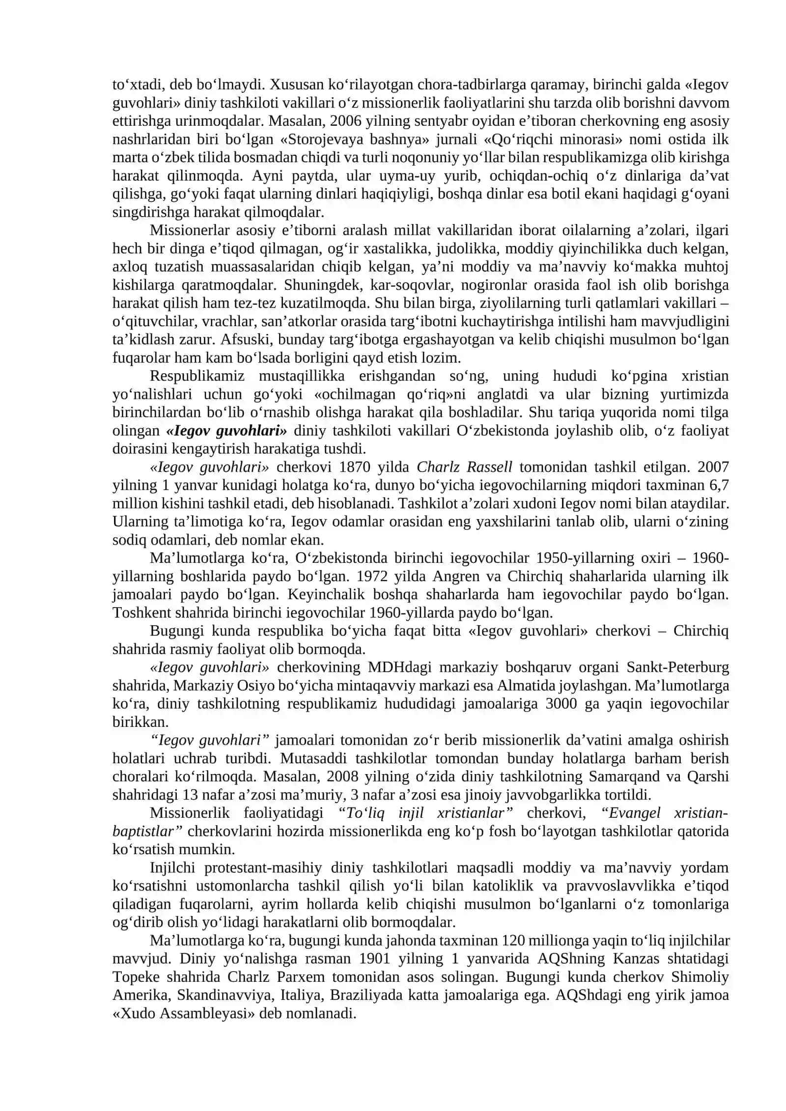 12-mavvzu. Missionerlik va prozelitizmning siyosiy-ijtimoiy xavvfi 4