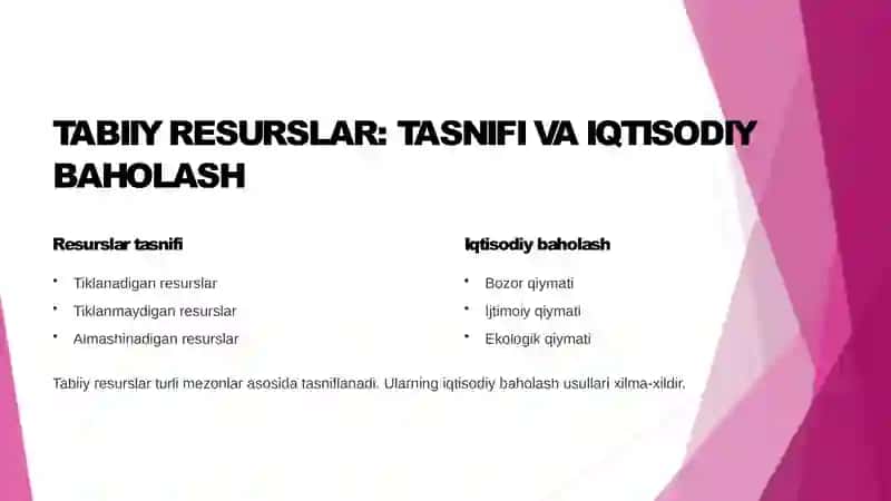 EKOLOGIK IQTISODIYOTNING ASOSLARI: TABIIY RESURSLAR VA ATROF-MUHITNI SAQLASH 4