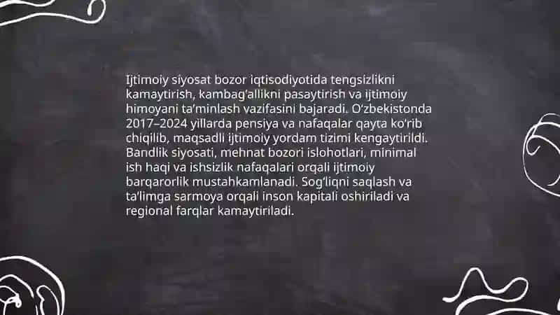 Bizor iqtisodiyotining ijtimoiy yo'naltirilganligi va uning O'zbekistondagi xuxusiyatlari 4