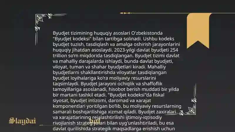 Davlat byudjeti va maqsadli jamg‘armalar amal qilishining huquqiy asoslari. 4