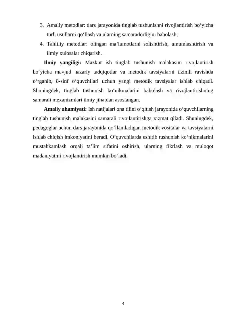 8-sinf O'quvchilarning Ona Tili Darslarida Tinglab Tushunish Malakasini Rivojlantirishning Metodikasi 4