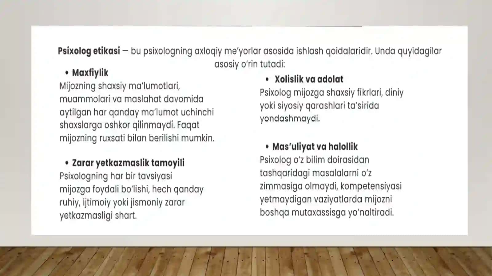 Ta’lim sohasidagi psixologning burchi va majburiyatlari 4