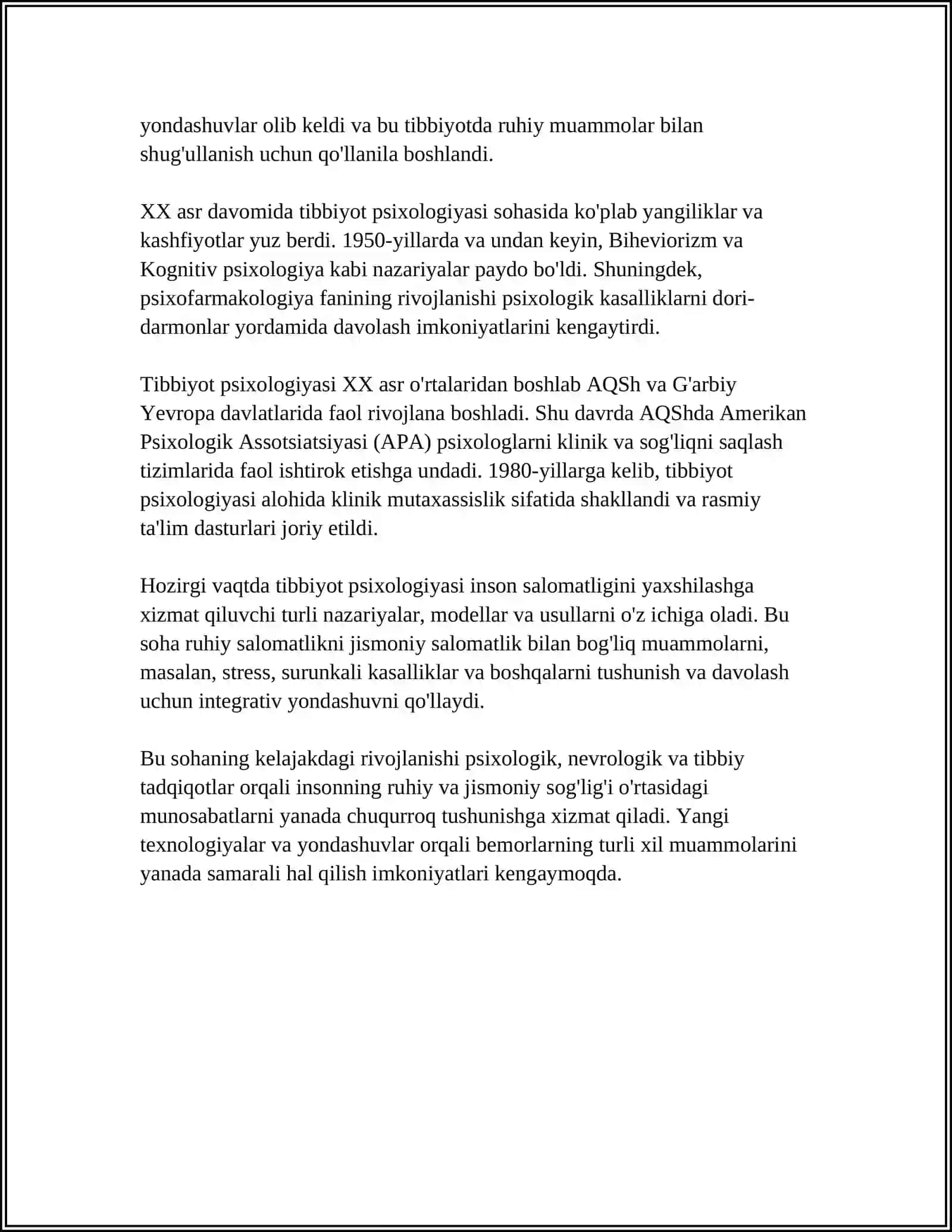 TIBBIYOT PSIHALOGYASI HAQIDA TUSHUNCHA 4