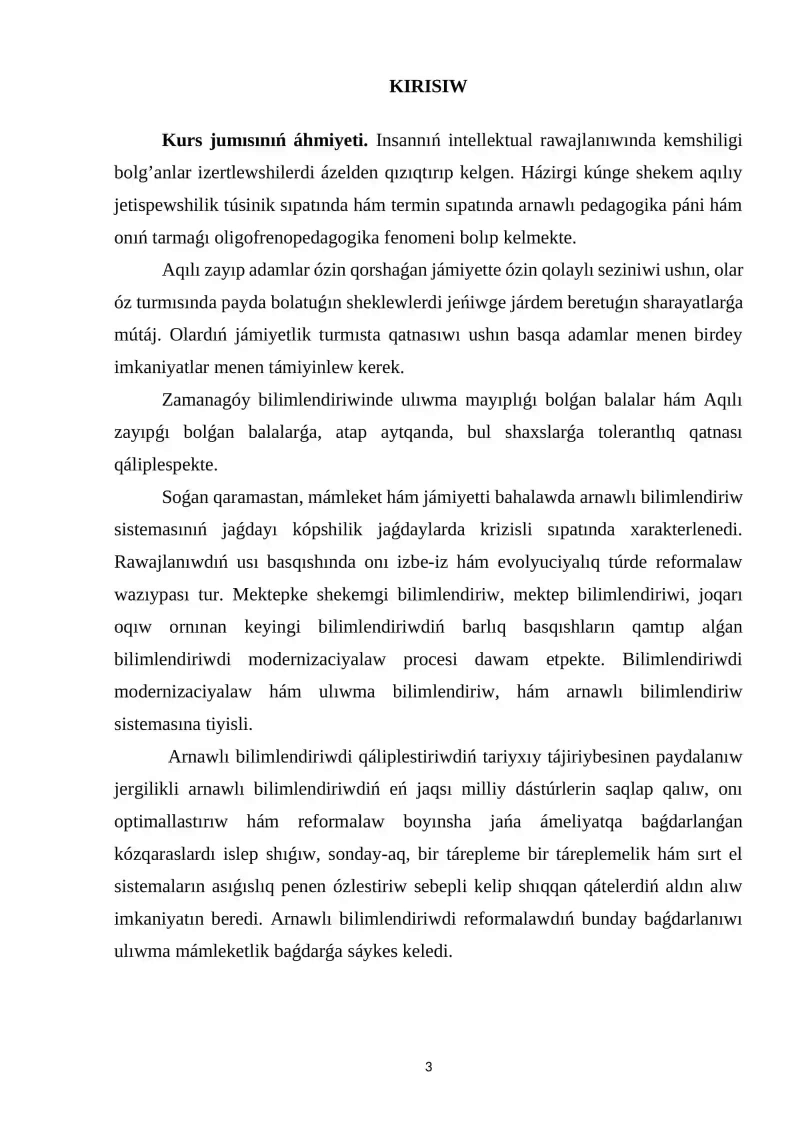 Arnawlı pedagogika: oligofrenopedagogika tálim baǵdarı 4