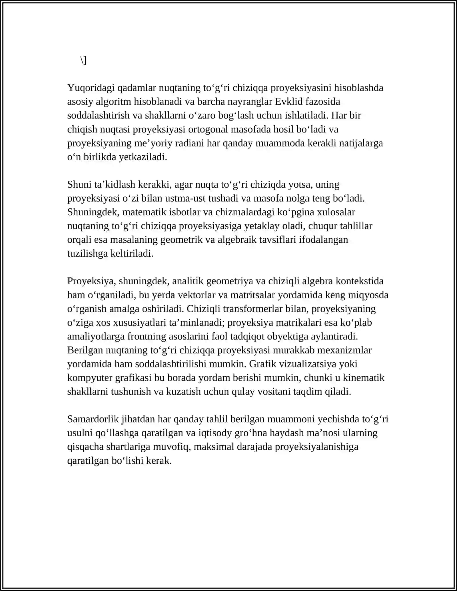 NUQTA TOʻGʻRI CHIZIQ VA TEKISLIK PROYEKSIYALARI.METTIK VA POZITSION MASALALAR 4