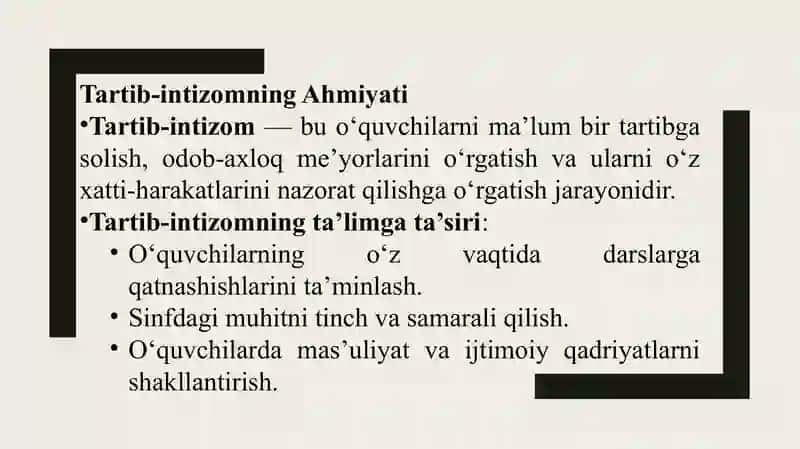 Boshlang‘ich ta’limda tartib-intizom va hamjihatlikni shakillantirish. 4