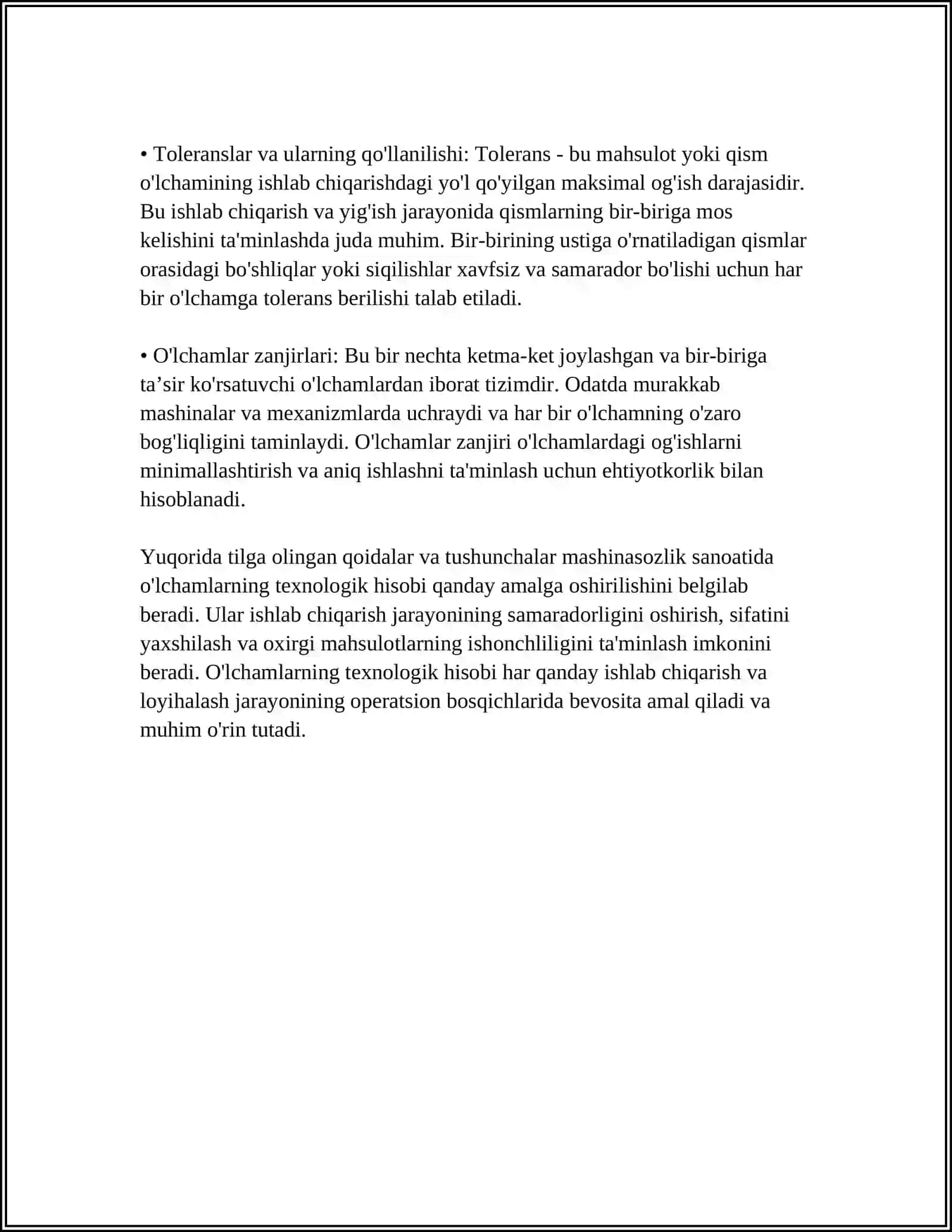 O'LCHAMLARNING TEXNOLOGIK HISOBI VA UNING MASHINASOZLIKDA QO'LLANILISHI 4