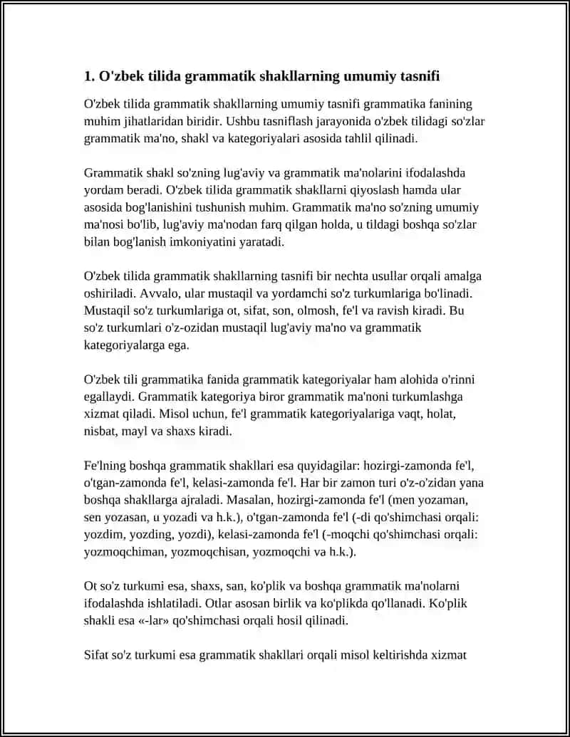 O'ZBEK TILI GRAMMATIK SHAKILLARI. GRAMMATIK MA'NO VA UNING TURLARI 4