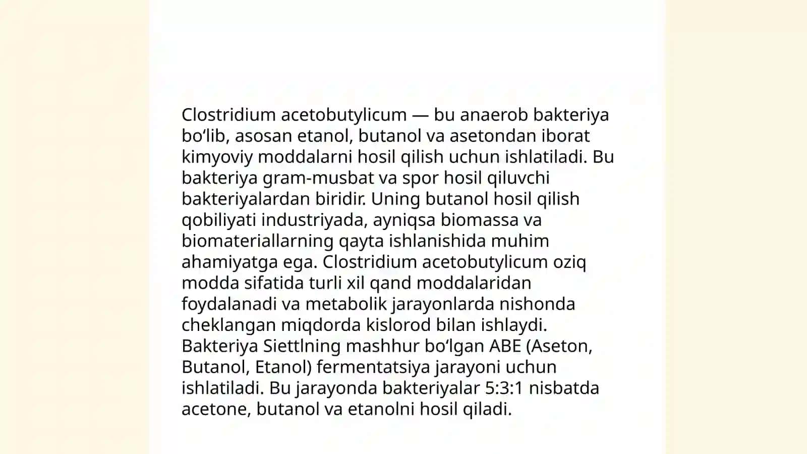 Clostridium acetobutylicum haqida ma’lumotlar 4