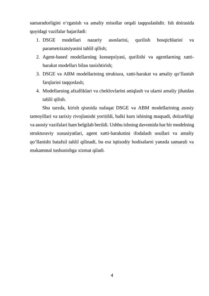 Agent-based modellar (ABM) va an’anaviy DSGE modellarini taqqoslash 4