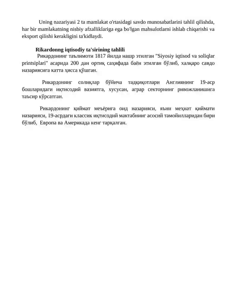 D.Rikardoning iqtisodiy talimoti 4